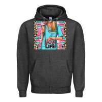 Charcoal Heather nurse life blonde woman Zipper Hoodie - RanaPortraitStore