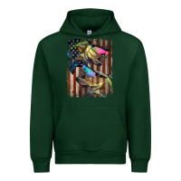 Forest Green American Flag With Bass Fish Urban Hoodie - LillyAllenDesigns