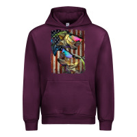 Mauve Wine American Flag With Bass Fish Urban Hoodie - LillyAllenDesigns