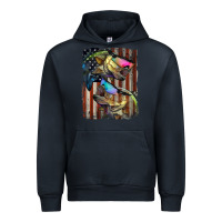 Navy American Flag With Bass Fish Urban Hoodie - LillyAllenDesigns