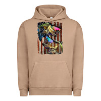 Pigment Burro American Flag With Bass Fish Urban Hoodie - LillyAllenDesigns