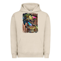 Pigment French Oak American Flag With Bass Fish Urban Hoodie - LillyAllenDesigns