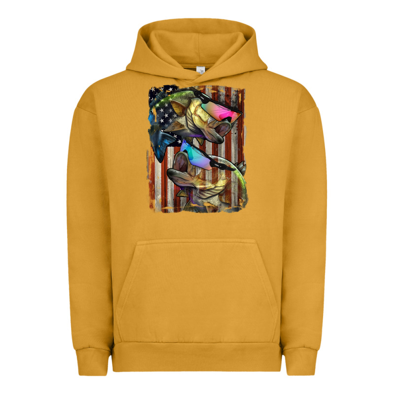 American Flag With Bass Fish Urban Hoodie by LillyAllenDesigns | Teevron