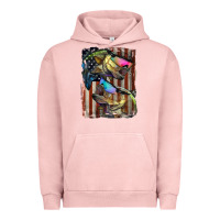 Pigment Salmon American Flag With Bass Fish Urban Hoodie - LillyAllenDesigns