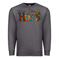 Charcoal Heather welcome to our home Premium Sweatshirt - CowhideDigitalArt