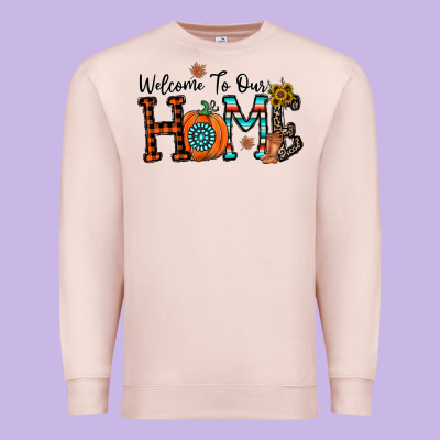 Welcome To Our Home Premium Sweatshirt Designed By Cowhidedigitalart