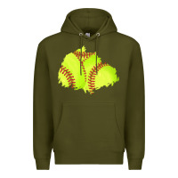 Army Green softball patch Premium Hoodie - AdoDesignShop