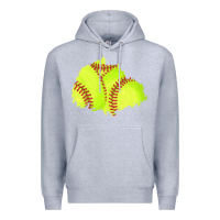 Heather Grey softball patch Premium Hoodie - AdoDesignShop