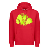 Red softball patch Premium Hoodie - AdoDesignShop