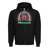 Black nurse life rainbow Zipper Hoodie - RanaPortraitStore