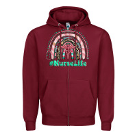 Burgundy nurse life rainbow Zipper Hoodie - RanaPortraitStore