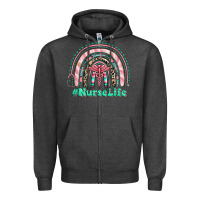 Charcoal Heather nurse life rainbow Zipper Hoodie - RanaPortraitStore