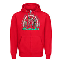Red nurse life rainbow Zipper Hoodie - RanaPortraitStore