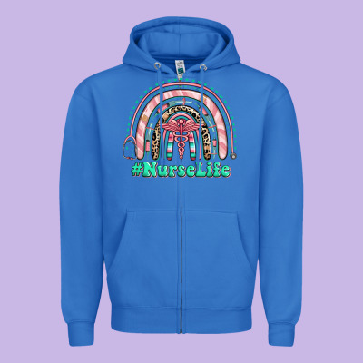 Zipper Hoodie nurse life rainbow