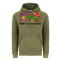 Vintage Olive peace love  mardi gras Vintage Hoodie - AdoDesignShop
