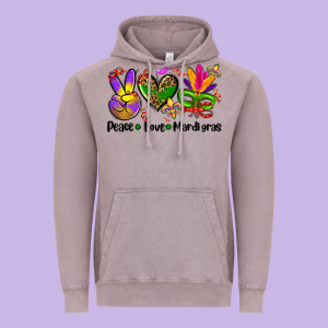 Peace Love  Mardi Gras Vintage Hoodie Designed By Adodesignshop