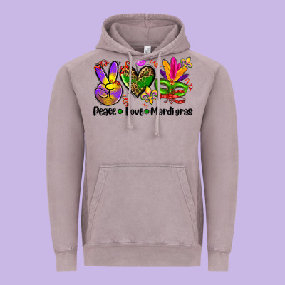 Peace Love  Mardi Gras Vintage Hoodie Designed By Adodesignshop