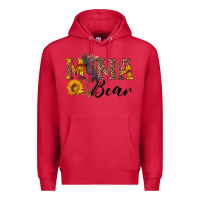 Cardinal pink mama bear with cute bear Premium Hoodie - Artiststas