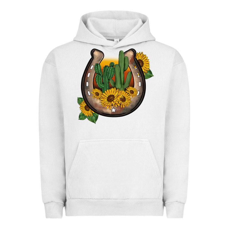 Western Horseshoe Sunflower Cactus Urban Hoodie by BarkalooDesign | Teevron