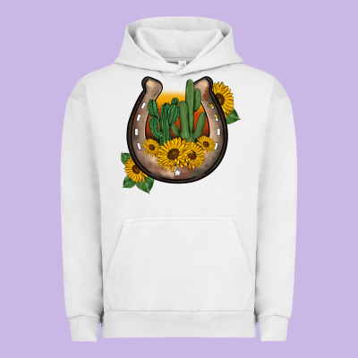 Western Horseshoe Sunflower Cactus Urban Hoodie Designed By Barkaloodesign
