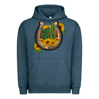 Pigment Midnight Navy western horseshoe sunflower cactus Urban Hoodie - BarkalooDesign