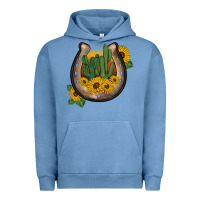 Pigment Pebble Blue western horseshoe sunflower cactus Urban Hoodie - BarkalooDesign