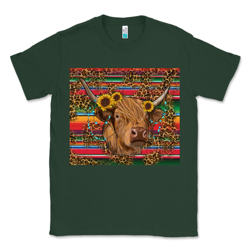 Serape Leopard Turquoise Sunflowers Cow Classic Tee by RanaPortraitStore | Teevron