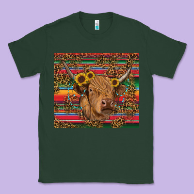Serape Leopard Turquoise Sunflowers Cow Classic Tee Designed By Ranaportraitstore