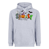 Heather Grey halloween spooky Heavyweight Hoodie - Zillion Design Studio