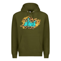 Army Green glitter leopard turquoise patch Premium Hoodie - AdoDesignShop