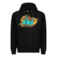 Black glitter leopard turquoise patch Premium Hoodie - AdoDesignShop