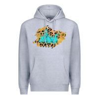 Heather Grey glitter leopard turquoise patch Premium Hoodie - AdoDesignShop