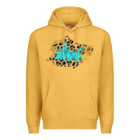 Mustard glitter leopard turquoise patch Premium Hoodie - AdoDesignShop