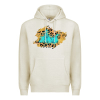 Oatmeal Heather glitter leopard turquoise patch Premium Hoodie - AdoDesignShop