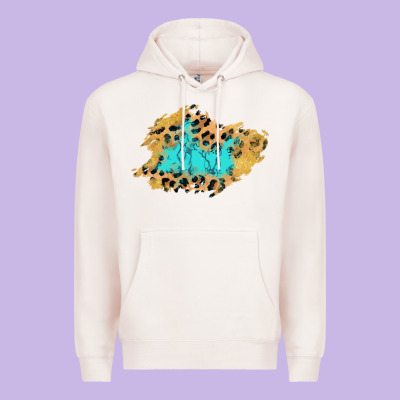 Glitter Leopard Turquoise Patch Premium Hoodie Designed By Adodesignshop