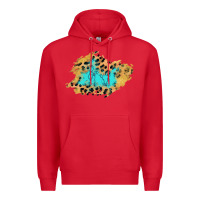Red glitter leopard turquoise patch Premium Hoodie - AdoDesignShop