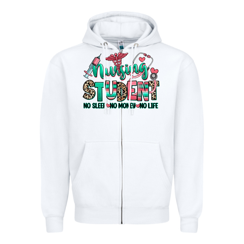 Nursing Student No Sleep No Money No Life Zipper Hoodie by RanaPortraitStore | Teevron