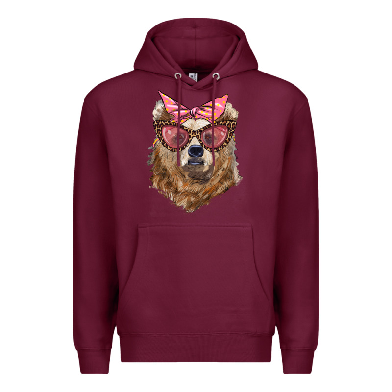 Mama Bear With Glasses And Bandana Premium Hoodie by Artiststas | Teevron