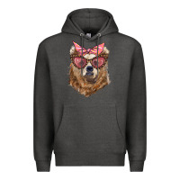 Charcoal Heather mama bear with glasses and bandana Premium Hoodie - Artiststas