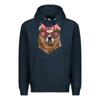 Navy mama bear with glasses and bandana Premium Hoodie - Artiststas