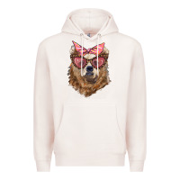 Pale Pink mama bear with glasses and bandana Premium Hoodie - Artiststas