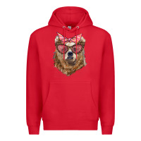 Red mama bear with glasses and bandana Premium Hoodie - Artiststas