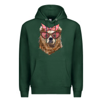 Sports Green mama bear with glasses and bandana Premium Hoodie - Artiststas