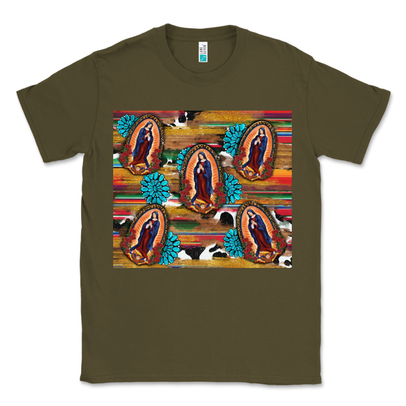 Serape Gemstone Glitter Cowhide Lady Of Guadalupe Classic Tee by RanaPortraitStore | Teevron