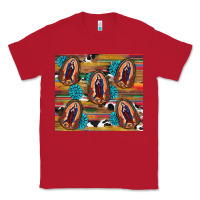 Red serape gemstone glitter cowhide lady of guadalupe Classic Tee - RanaPortraitStore