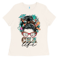 Bone nurse cna life messy bun Ladies Tee - BarkalooDesign