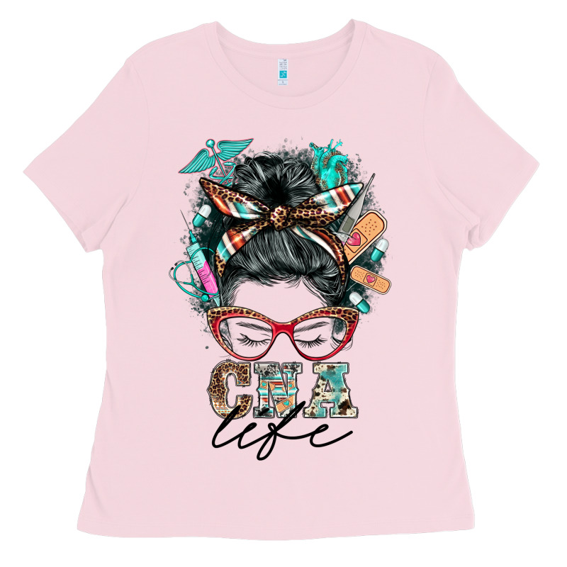 Nurse Cna Life Messy Bun Ladies Tee by BarkalooDesign | Teevron