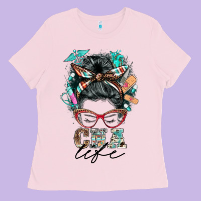 Nurse Cna Life Messy Bun Ladies Tee Designed By Barkaloodesign