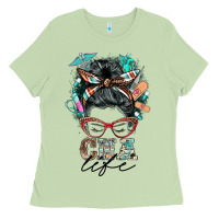 Matcha nurse cna life messy bun Ladies Tee - BarkalooDesign