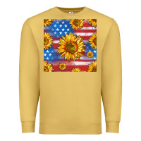 Antique Gold sunflowers american flag seamless pattern Premium Sweatshirt - HRA Design Shop